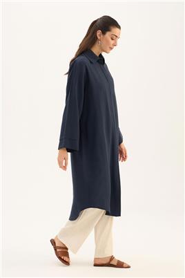 Eteği Kavisli Tunik Lacivert