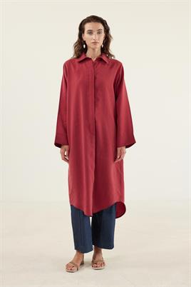 Eteği Kavisli Tunik Bordo