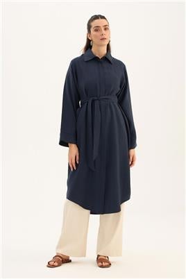 Eteği Kavisli Tunik Lacivert