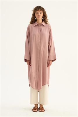 Eteği Kavisli Tunik Pudra