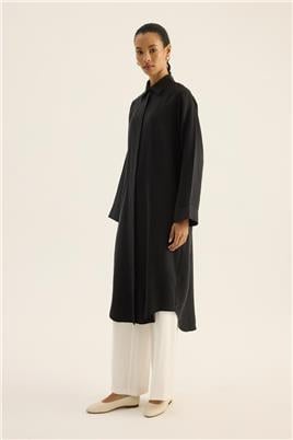 Eteği Kavisli Tunik Siyah