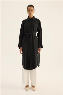 Eteği Kavisli Tunik Siyah