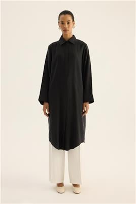 Eteği Kavisli Tunik Siyah