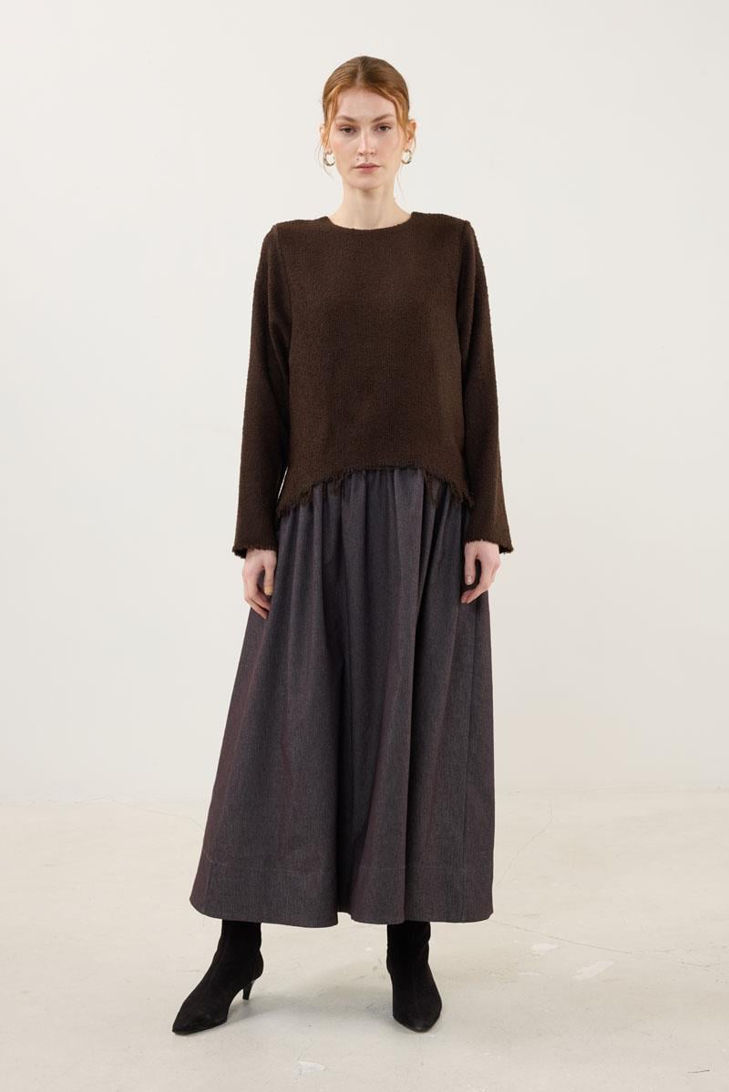 Eteği Kot Elbise Acı kahve