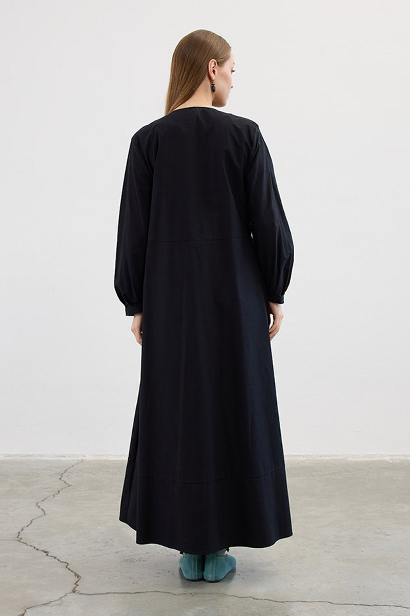 Eteği Parçalı Elbise Siyah