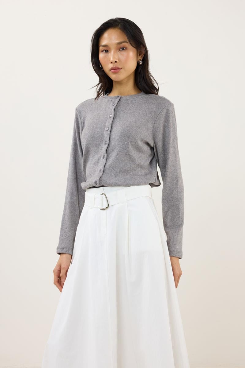 Etek Ucu Parçalı Kemerli Etek Ekru