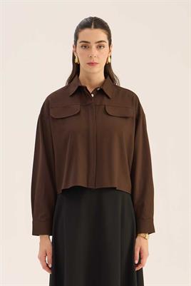 Etek Üstü Gömlek Acı kahve