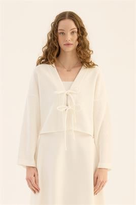 Etek Üstü Örgü Kimono Ekru