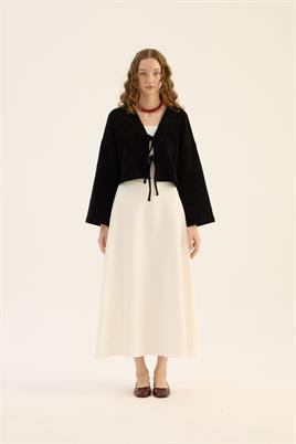 Etek Üstü Örgü Kimono Siyah