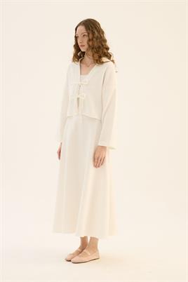 Etek Üstü Örgü Kimono Ekru