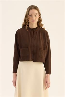 Etek Üstü Triko Hırka Acı kahve