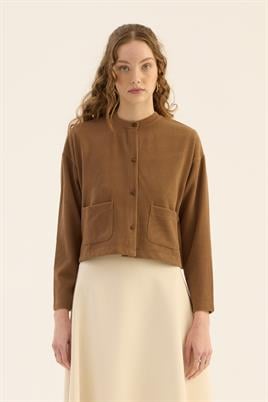 Etek Üstü Triko Hırka Koyu camel