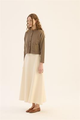 Etek Üstü Triko Hırka Vizon