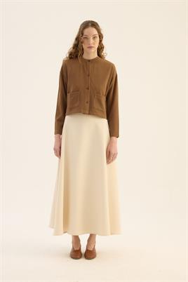 Etek Üstü Triko Hırka Koyu camel