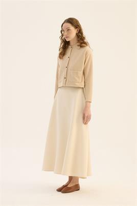 Etek Üstü Triko Hırka Taş