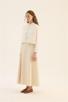 Etek Üstü Triko Hırka Ekru