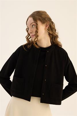 Etek Üstü Triko Hırka Siyah