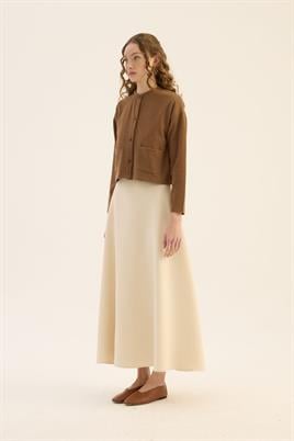 Etek Üstü Triko Hırka Koyu camel