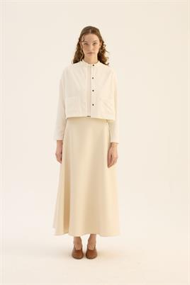 Etek Üstü Triko Hırka Ekru