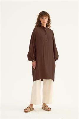 Ferah Dökümlü Tunik Kahverengi