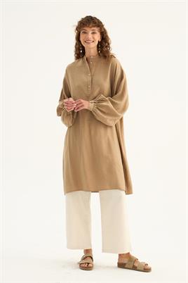 Ferah Dökümlü Tunik Vizon