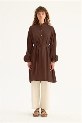 Ferah Dökümlü Tunik Kahverengi