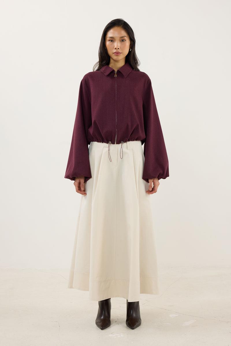 Fermuarlı Bomber Ceket Bordo