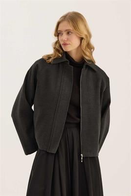 Fermuarlı Etek Üstü Kaban Antrasit