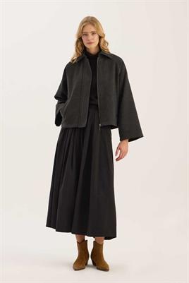 Fermuarlı Etek Üstü Kaban Antrasit