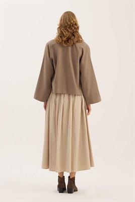 Fermuarlı Etek Üstü Kaban Vizon