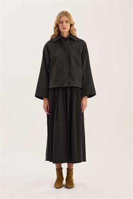 Fermuarlı Etek Üstü Kaban Antrasit