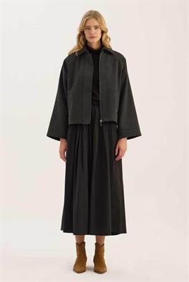 Fermuarlı Etek Üstü Kaban Antrasit