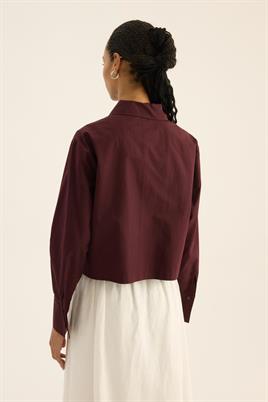 Fermuarlı Gömlek Ceket Bordo