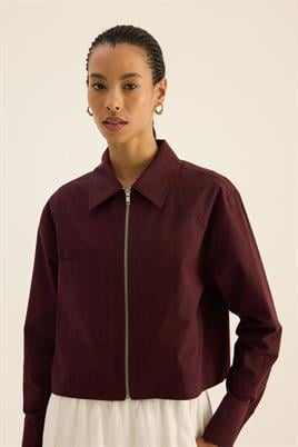 Fermuarlı Gömlek Ceket Bordo