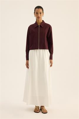 Fermuarlı Gömlek Ceket Bordo