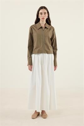 Fermuarlı Gömlek Ceket Haki