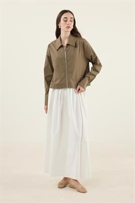 Fermuarlı Gömlek Ceket Haki