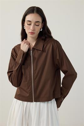 Fermuarlı Gömlek Ceket Kahverengi