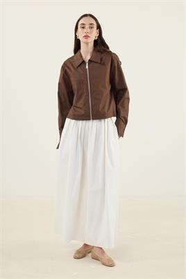 Fermuarlı Gömlek Ceket Kahverengi