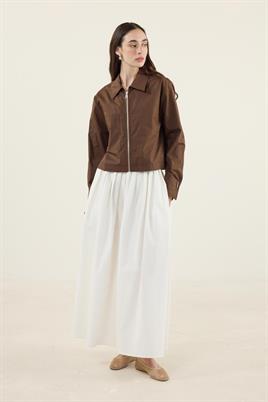 Fermuarlı Gömlek Ceket Kahverengi