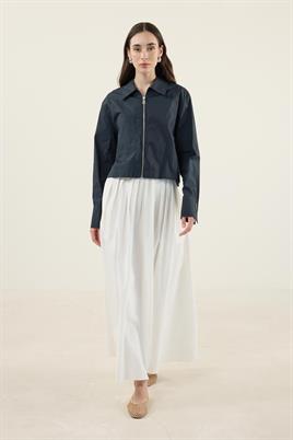 Fermuarlı Gömlek Ceket Lacivert