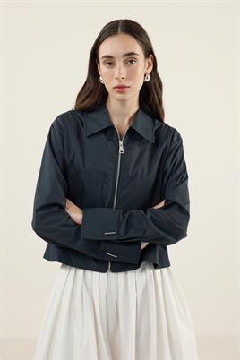 Fermuarlı Gömlek Ceket Lacivert