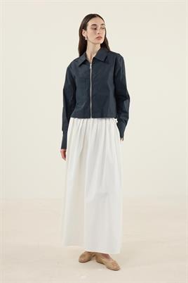 Fermuarlı Gömlek Ceket Lacivert