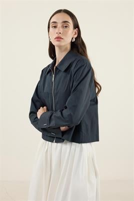 Fermuarlı Gömlek Ceket Lacivert
