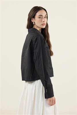 Fermuarlı Gömlek Ceket Siyah