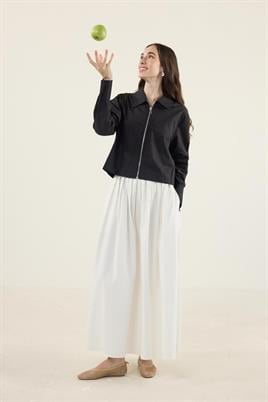 Fermuarlı Gömlek Ceket Siyah