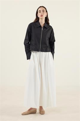 Fermuarlı Gömlek Ceket Siyah