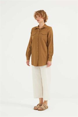 Fit Kalıp Gömlek Koyu camel