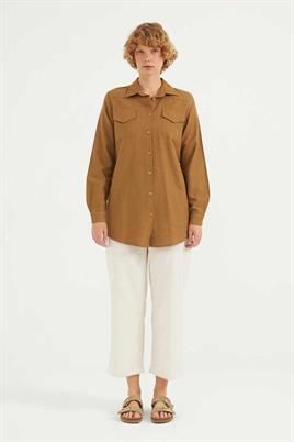 Fit Kalıp Gömlek Koyu camel
