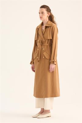 Fit Kalıp Tensel Trençkot Camel